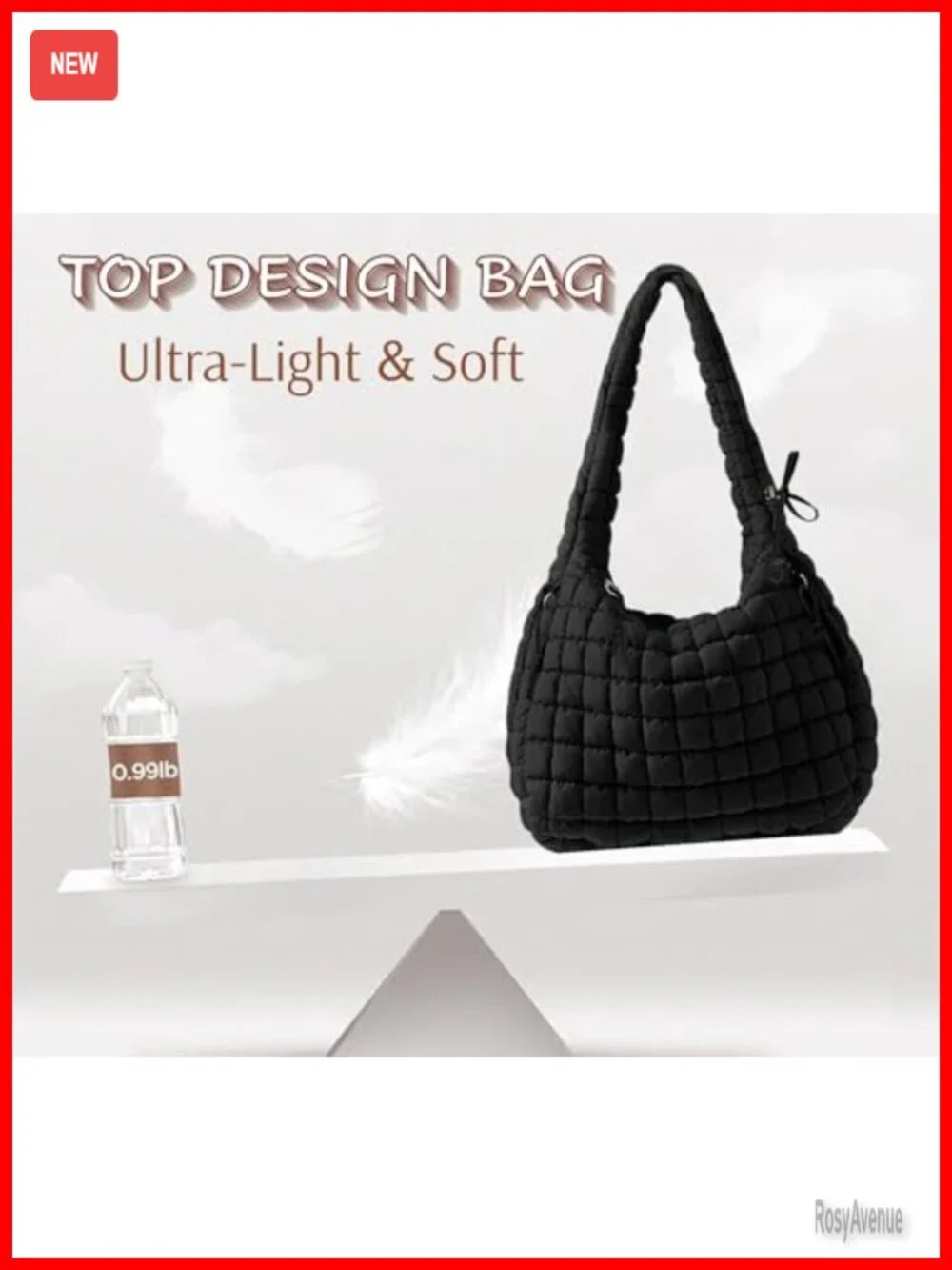 Quilted Puffer Hobo Bag, Large Nylon Crossbody Shoulder Tote, Lightweight Puffy